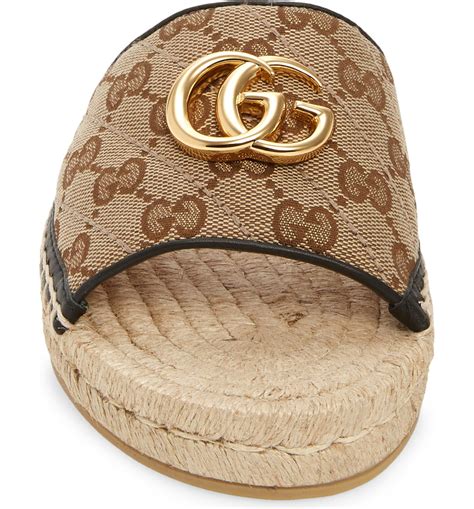 gucci women's matelassé espadrille|Gucci Pilar Original GG Canvas Espadrille Slide Sandal (Women .